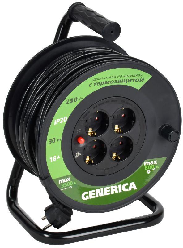 удлинитель на катушке 4х30м 16а ip20 ук30 2p+pe 3х1.5 термозащита generica wkp20-16-04-30-g от BTSprom.by