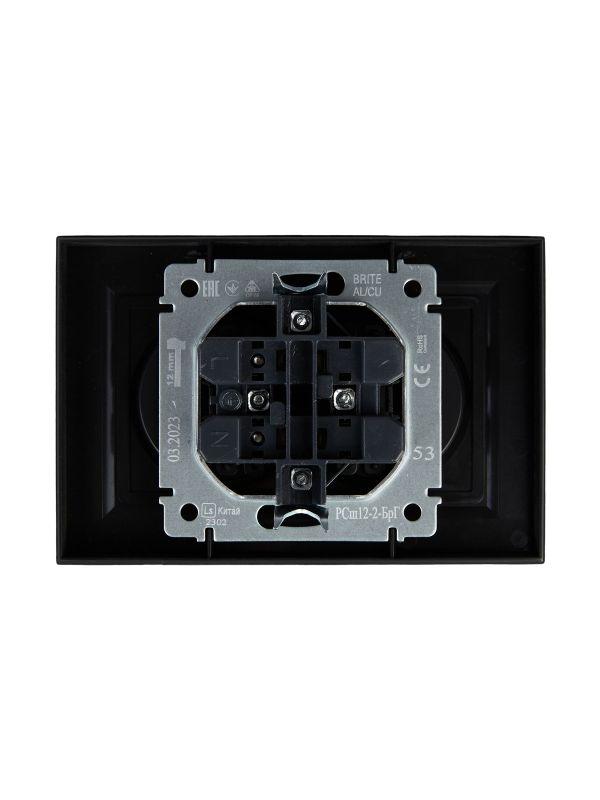  Розетка 2-м СП BRITE РСш12-2-БрГ 10А в сборе без заземл. защ. шторки графит IEK BR-R23-10-K53-F фото в каталоге от BTSprom.by