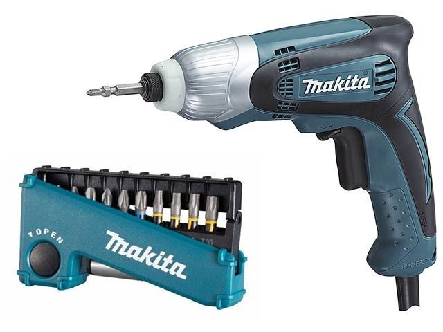 шуруповерт makita td 0100 в кор. + акция (набор насадок) (230 вт, патрон внутр. шестигр. 1/4", 100 нм,) td0100a1 от BTSprom.by