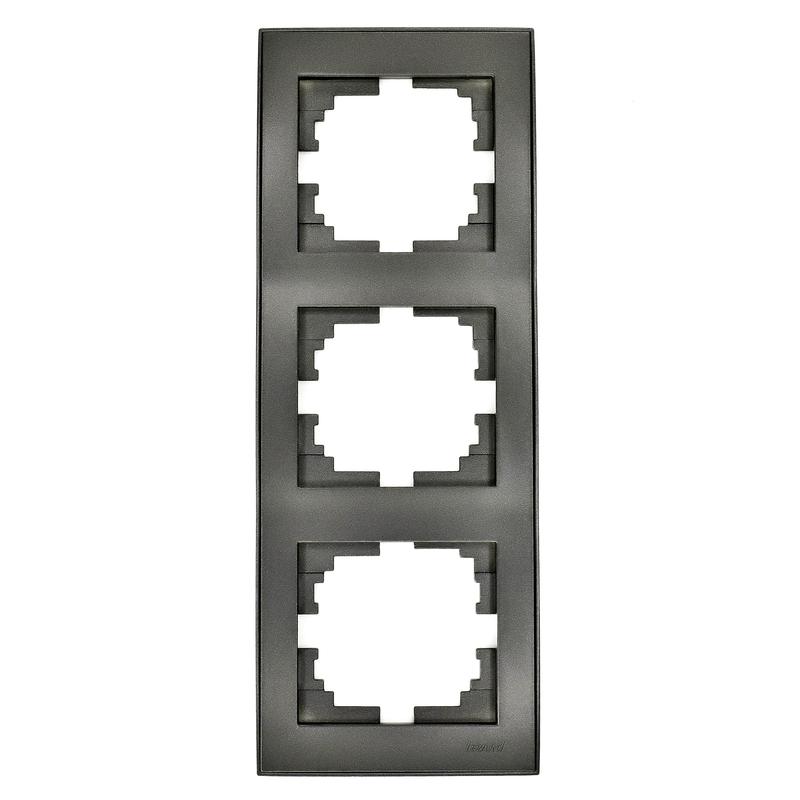 рамка 3-м rain вертикал. со вставкой черн. графит мат. lezard 703-4141-153 от BTSprom.by