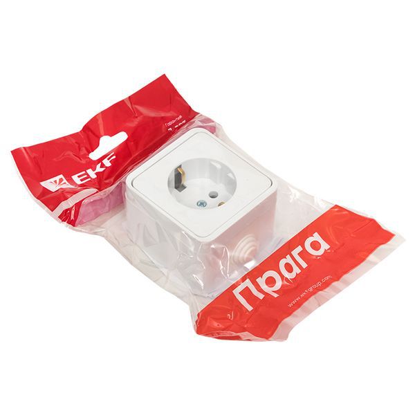  Розетка 1-м ОП Прага 16А IP44 с заземл. бел. EKF EKR16-028-10-44 фото в каталоге от BTSprom.by