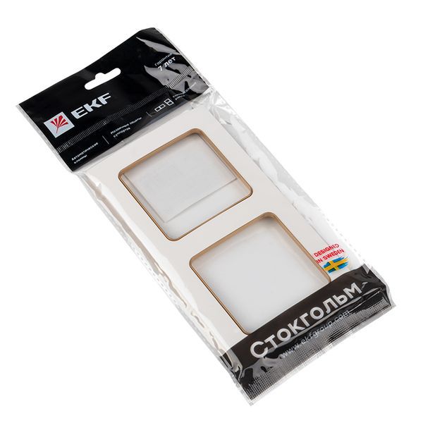  Рамка 2-м Стокгольм бел. с линией цвета шампань PROxima EKF EYM-G-303-10 фото в каталоге от BTSprom.by