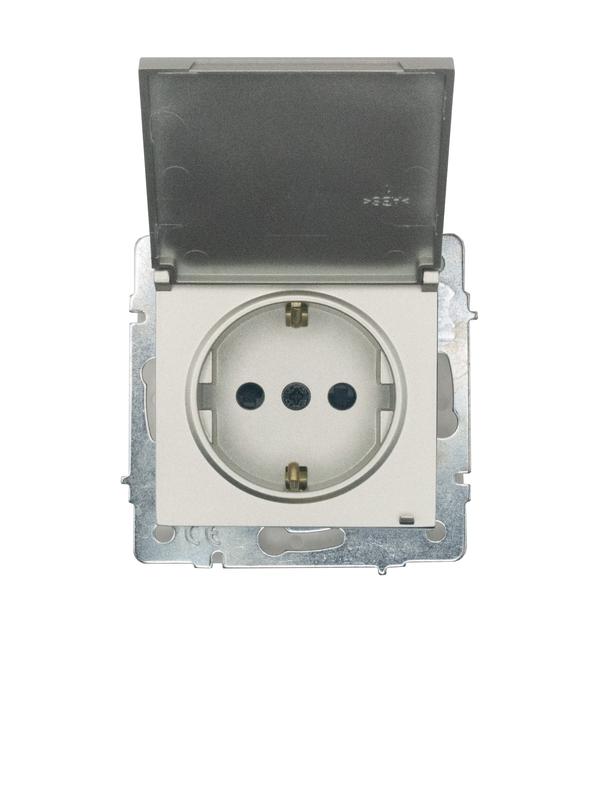 розетка 1-м сп vesna 16а ip44 с заземл. с крышкой пбт механизм титан. lezard 742-3788-123bipch от BTSprom.by