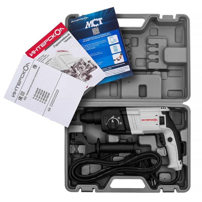  Перфоратор трехрежимный П-28/850ЭР SDS plus макс. диаметр бурения 28мм 5100 уд/мин 2Дж 850Вт ИНТЕРСКОЛ 605.1.0.70 фото в каталоге от BTSprom.by