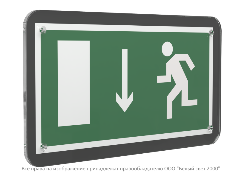 знак безопасности ps-33186-black.e10 "указатель двери эвакуационного выхода (лев.)" белый свет a32966 от BTSprom.by