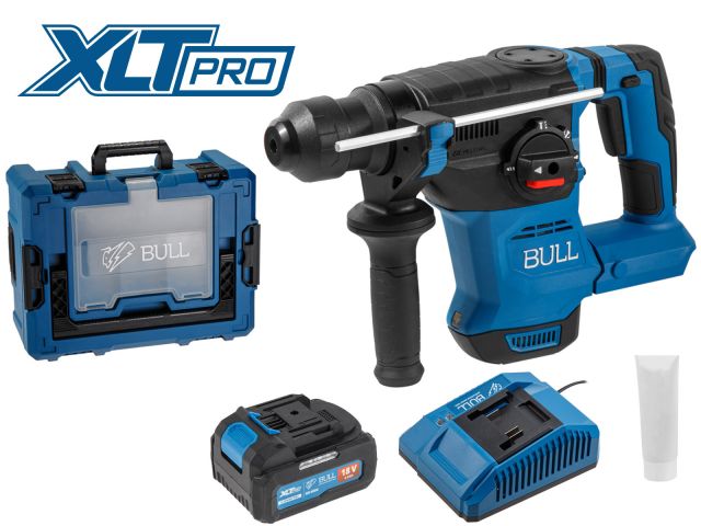 аккум. перфоратор bull cbh 1826 xcase, xltpro, бесщет., 18 в, 2.6 дж, 26 мм, 1x4 а*ч, з/у (3 режима + vario-lock, 3,2 кг) 1333735 от BTSprom.by