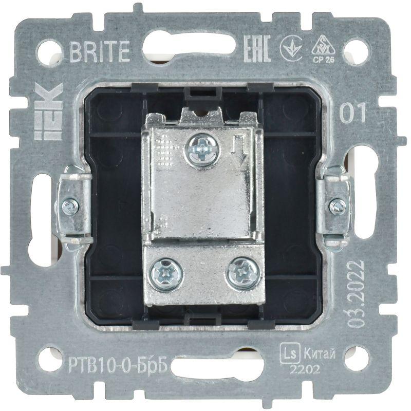  Розетка телевизионная проходная TV СП Brite РТВ10-0-БрБ механизм бел. IEK BR-A10-P-K01 фото в каталоге от BTSprom.by