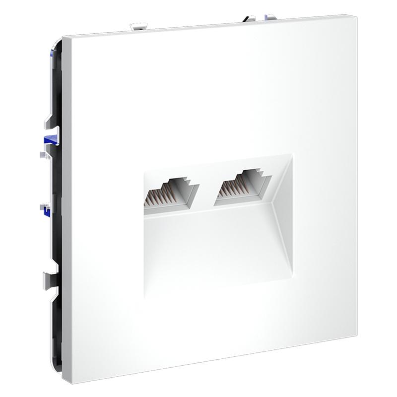  Розетка компьютерная 2-м СП S70 RJ45 + RJ45 кат.6 механизм бел. матов. Voltum VLS060202 фото в каталоге от BTSprom.by