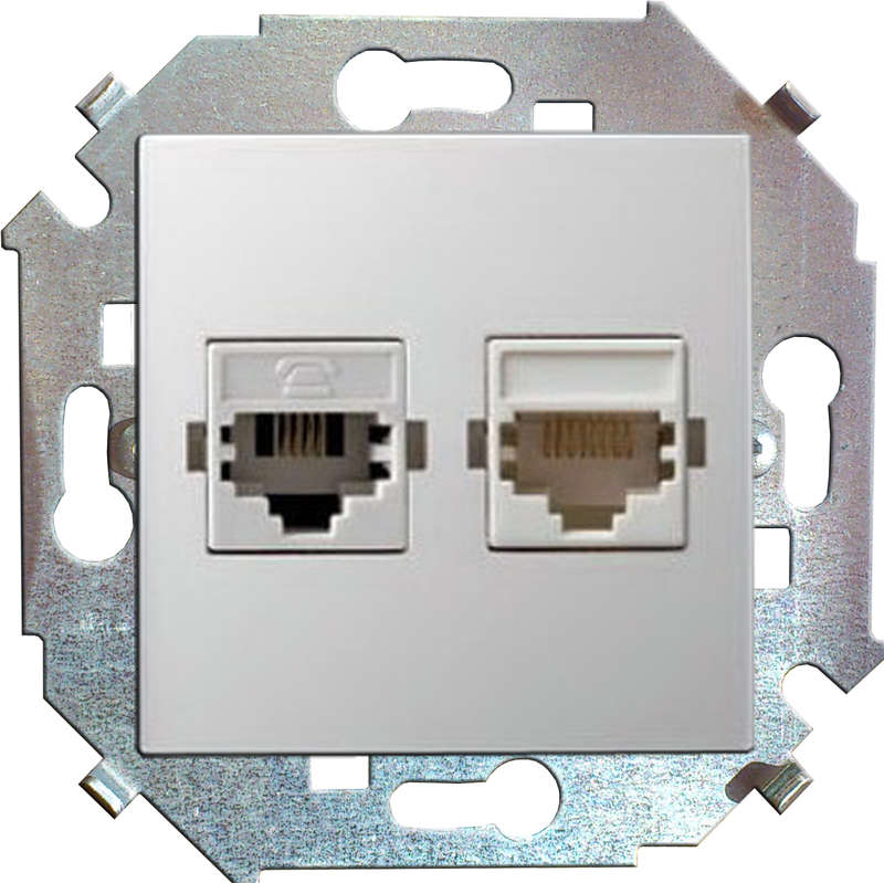 розетка компьютерная + телефонная 2-м сп simon 15 rj45 + rj11 кат.5e systimax механизм бел. simon 1591590-030 от BTSprom.by