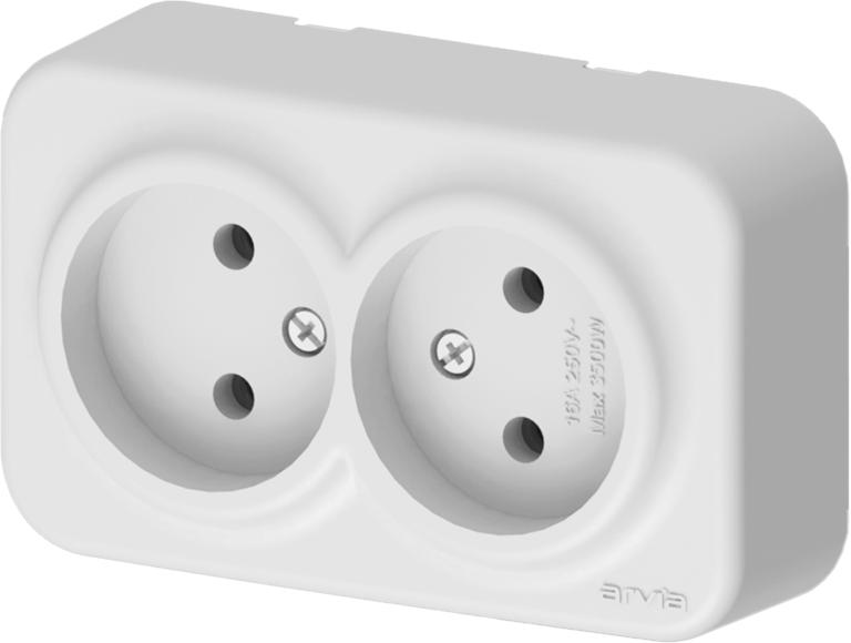 розетка 2-м без заземл. ip20 aria бел. arvia 25 01 1000 908 от BTSprom.by