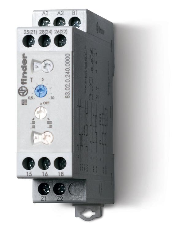 таймер модульный мультифункциональный (ai di sw be ce de wd) 220в dc 2co 12а 22.5мм регулировка времени 0.05с…10дней ip20 специальная версия с нормированным срабатыванием (umin=06un) finder 830292200000 от BTSprom.by