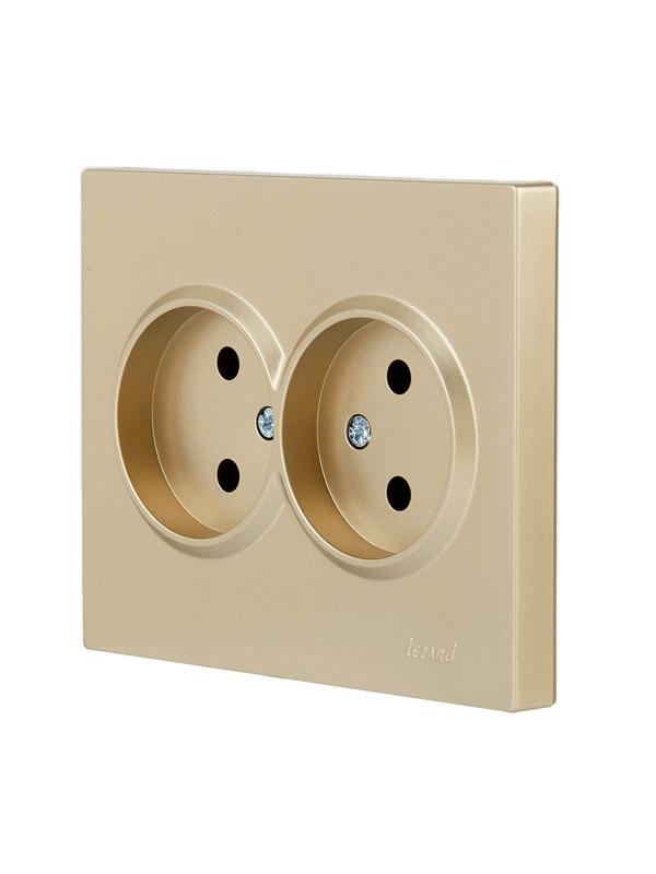  Розетка VESNA двойная без заземл. ПБТ зол. LEZARD 742-3600-128B фото в каталоге от BTSprom.by