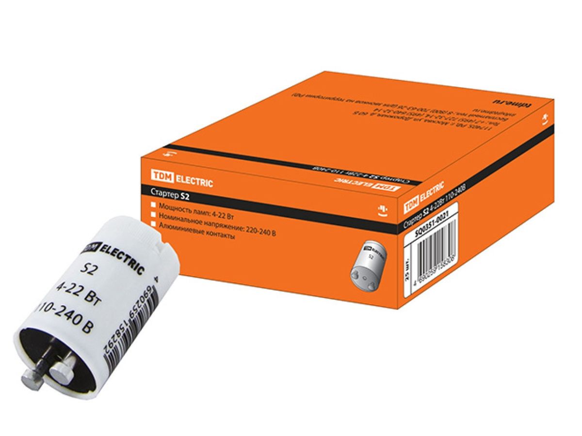стартер s2 4-22вт 110-240в алюм. контакты tdm sq0351-0021 от BTSprom.by