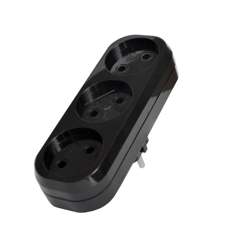 разветвитель 3-м без заземл. 10а плоский черн. universal 1934 от BTSprom.by