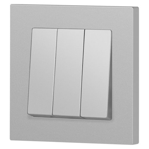  Выключатель 3-кл. СП Accent 6-106-03 10А IP20 250В AL/CU алюм. Intro Б0063536 фото в каталоге от BTSprom.by