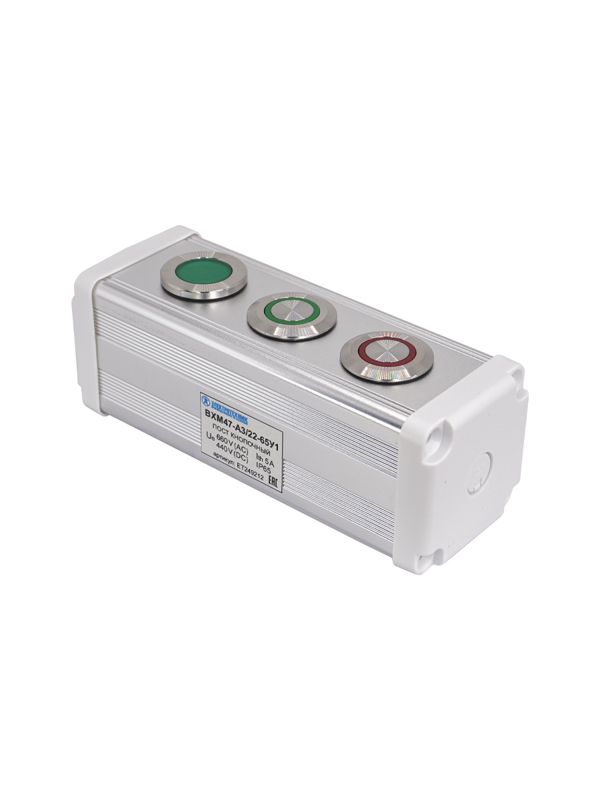 пост управления bxm47-a3/22-65у1 1 лампа 220в зел. + 1 цилиндрическая кнопка 1c1no1nc зел. + 1 цилиндрическая кнопка 1c1no1nc красн. электротехник et249212 от BTSprom.by