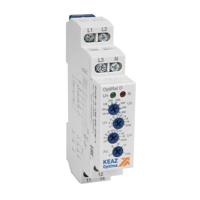реле контроля фаз optirel d phs-3-1m-06-pp-1 повышенного/пониженного настр асимметрии 3ф 1со кэаз 331991 от BTSprom.by