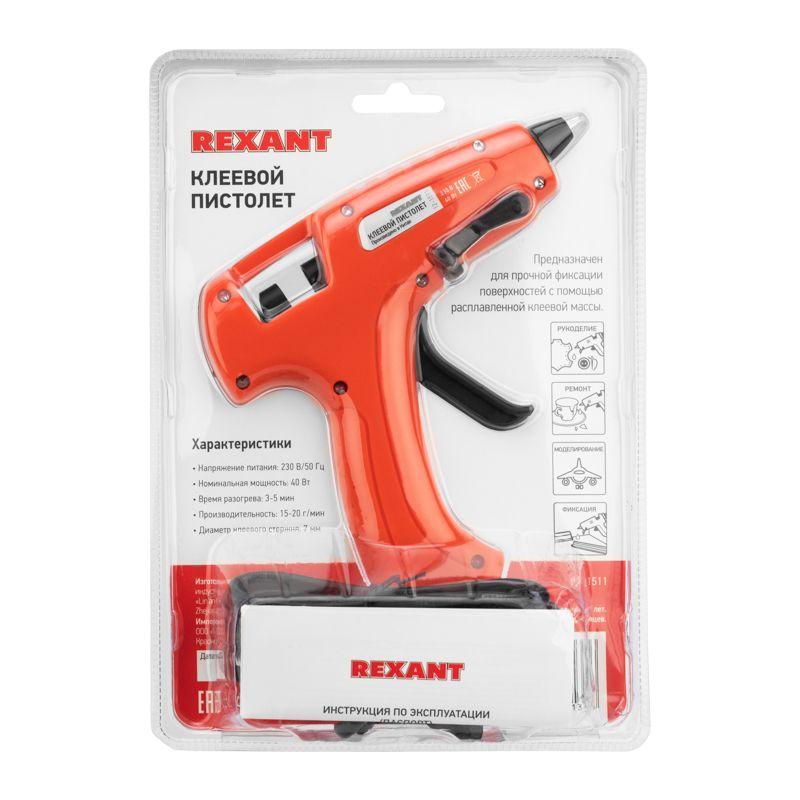  Пистолет клеевой 40Вт ЭКСПЕРТ (блист.) Rexant 12-1511 фото в каталоге от BTSprom.by