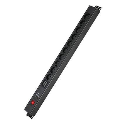 блок распределения питания 10-м 16а schuko вх. разъем schuko для 19дюйм шкафов вертикал. с выкл. защита от перенапряж. с индикатором сети dkc r5vsh10swopam от BTSprom.by