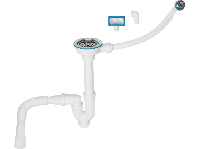 сифон для кухни прямоточный с аварийным выходом, выпуск 3 1/2, 1 1/2"-40/50мм, av engineering ave129741e от BTSprom.by