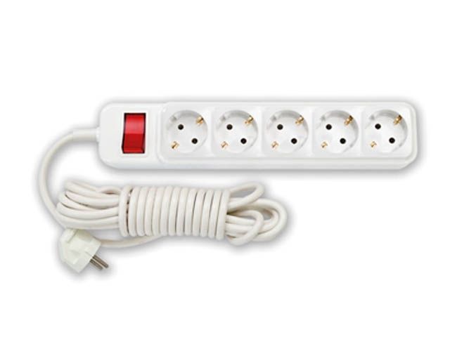 удлинитель бытовой 5м (5 роз., 2.5квт, с/з, пвс 3х0,75) bylectrica у10-2865м от BTSprom.by