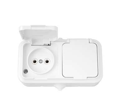 розетка 2-м оп 16а ip54 без заземл. с крышкой бел. bylectrica ра16-302 от BTSprom.by