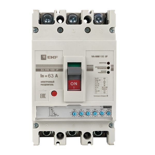  Выключатель автоматический 3п 100/63А 50кА ВА-99М PROxima электр. расцеп. EKF mccb99-100-63me фото в каталоге от BTSprom.by
