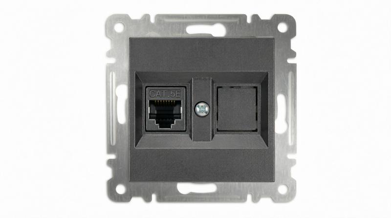 розетка компьютерная 2-м без зазмел. cat 5 механизм дым. makel 57050035 от BTSprom.by
