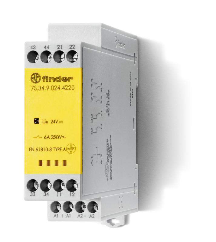 реле безопасности модульное электромеханич. (реле с принудительным управлением контактами) 3no+1nc 6а agsno2 110в dc винт. клеммы 22.5мм ip54 finder 7s3491104310 от BTSprom.by