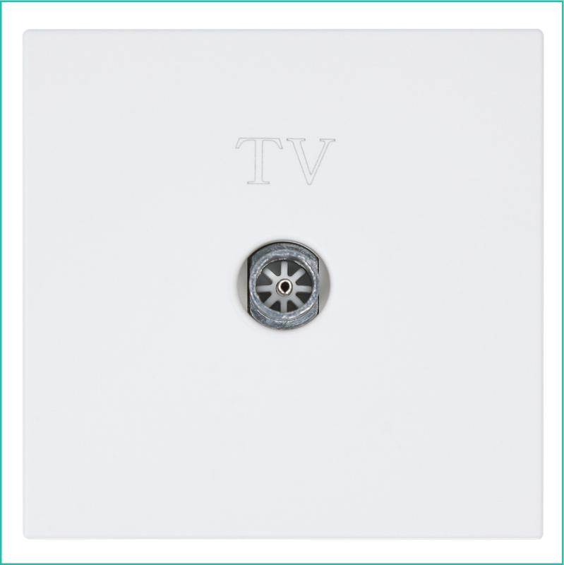 розетка телевизионная оконечная tv 1-м сп fd ф9.5мм с накладкой механизм бел. матов. soft touch jasmart fd6001pwm от BTSprom.by