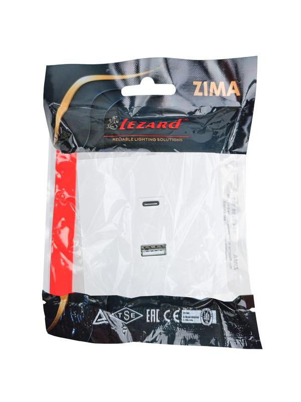  Розетка Type-C+ USB разъем СП ZIMA IP20 бел. LEZARD 704-0288-192TC фото в каталоге от BTSprom.by