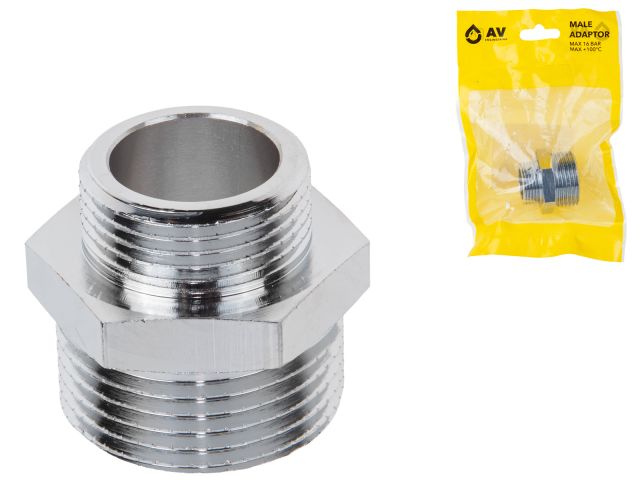 ниппель ред. 1" нар. х 3/4" нар. хром, av engineering (инд. упак.) (латунь, макс.  16 бар, макс.  110 °с) ave303021 от BTSprom.by