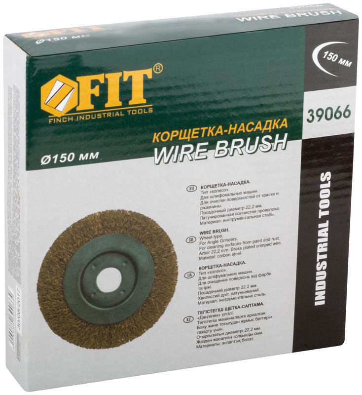  Корщетка-колесо посадочный диаметр 22.2мм стальная латунированная волнистая проволока 150мм FIT 39066 фото в каталоге от BTSprom.by