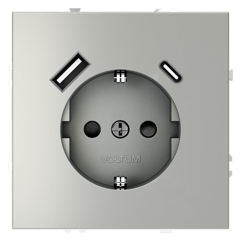 розетка 1-м сп s70 16а с usb a+с с заземл. защ. шторки механизм сталь voltum vls040505 от BTSprom.by