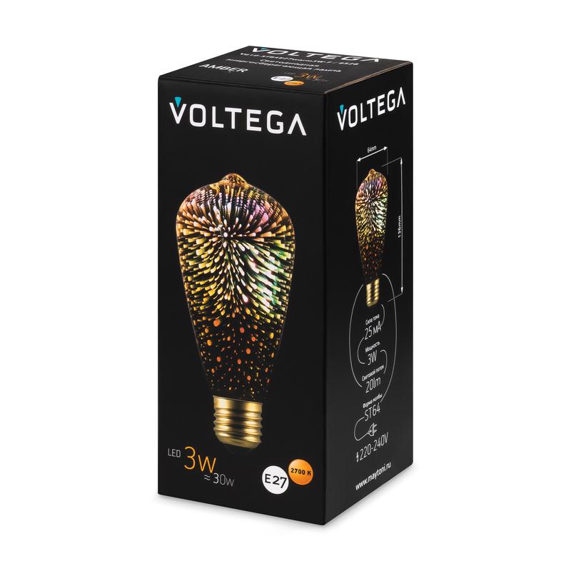 Лампа светодиодная филаментная Loft 271 ST64 3Вт 2700К E27 Voltega 8526 фото в каталоге от BTSprom.by