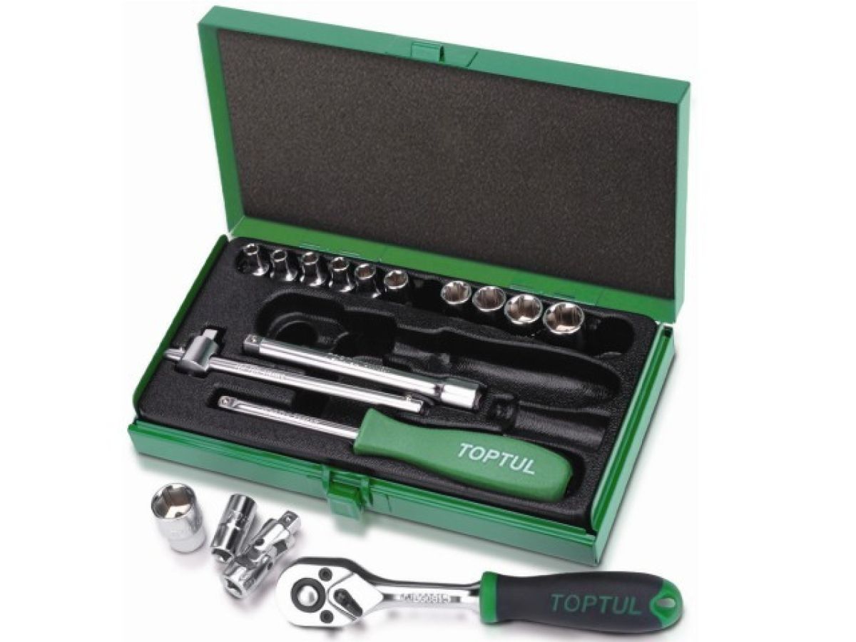 набор головок 1/4" 4-13мм 17предм. 6гр. метал.кейс toptul gcad1702 от BTSprom.by