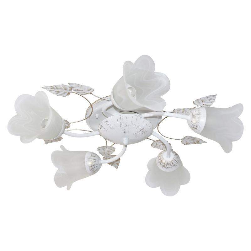  Светильник "Глория" 151 (плафон Ландыш) НПБ 01-5х60-102 Е14 [ИМ] [es] потолочн. бел./зол. Элетех 1005405108 фото в каталоге от BTSprom.by