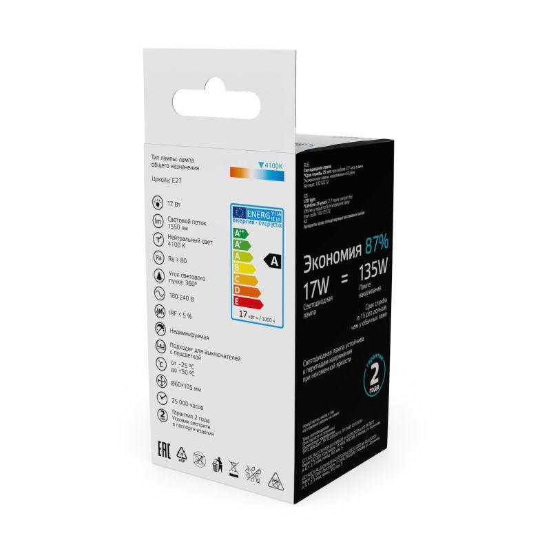 Лампа светодиодная филаментная Basic Filament А60 17Вт 4100К Е27 1550лм GAUSS 10212272 фото в каталоге от BTSprom.by