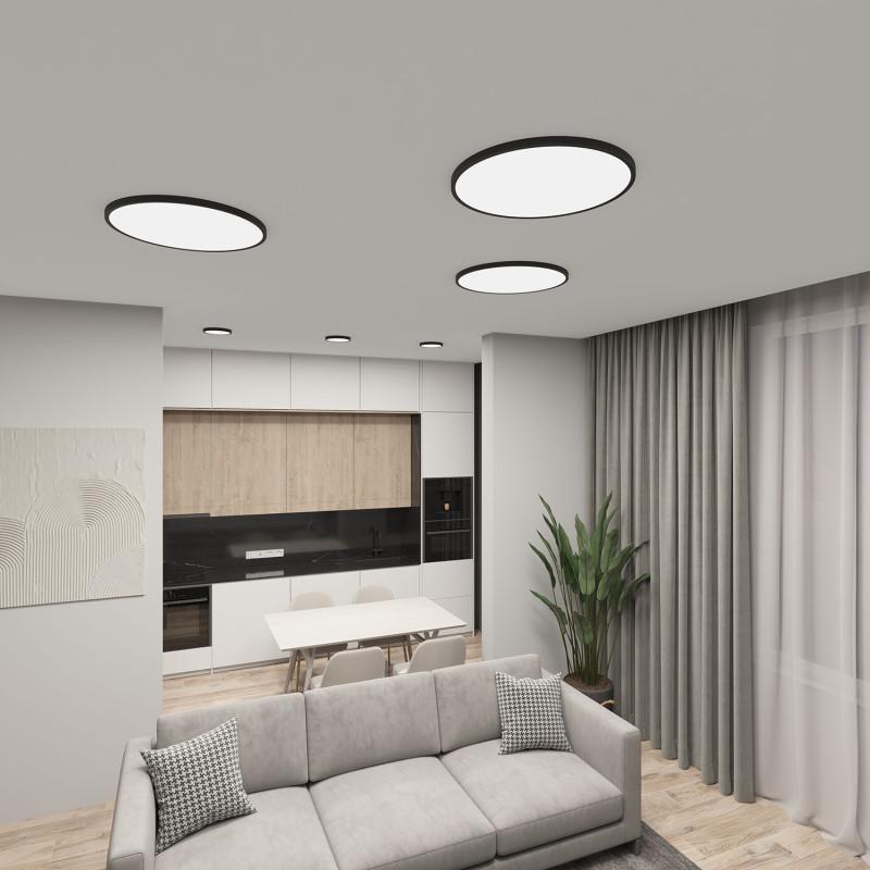  Светильник THIN 36Вт 3000К/4000К/6500К IP40 накладной переключатель цветовой температуры на корпусе полимер черн. DENKIRS 764387 фото в каталоге от BTSprom.by