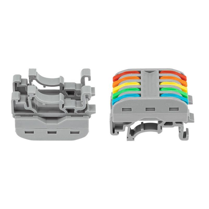  Клемма строительно-монтажная СМК проходная 222-425D 5п 0.08-4кв.мм с креплением на DIN-рейку сер. (уп.20шт) Rexant 07-5236 фото в каталоге от BTSprom.by