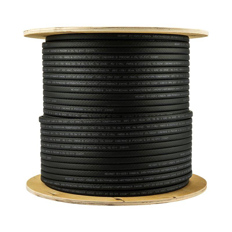  Кабель греющий саморег. 24КНС 2ЛТГ-ЭЛ 65/85 UV экранированный 24Вт/1м 200м Rexant 51-0251 фото в каталоге от BTSprom.by