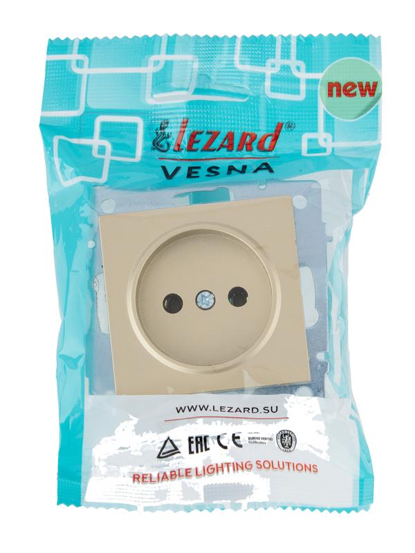  Розетка VESNA без заземл. ПБТ зол. LEZARD 742-3688-121B фото в каталоге от BTSprom.by
