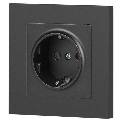  Розетка 1-м СП Accent 6-202-07 16А IP20 250В 2P+E Schuko графит Intro Б0063697 фото в каталоге от BTSprom.by