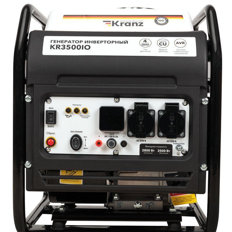  Генератор инверторный KR3500IO 3.5кВт 230В 7л открытый корпус ручной старт KRANZ KR-16-1143 фото в каталоге от BTSprom.by