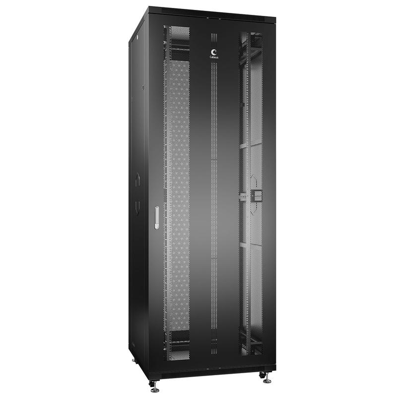 шкаф монтажный телекоммуникационный напольн. nd-05c-47u80/100-bk 19дюйм 47u 800х1000х2277мм для распределит. и серверн. оборудования; передн. и задн. перфорир. двери ручка с замком ral 9004 черн. cabeus 8538c от BTSprom.by