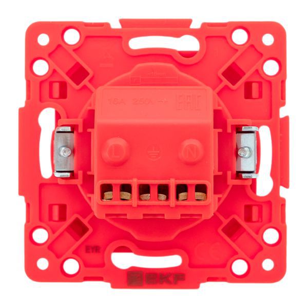  Розетка 1-м СП Стокгольм 16А с заземл. защ. шторки винтов. клеммы механизм красн. EKF EYR16-028-30 фото в каталоге от BTSprom.by