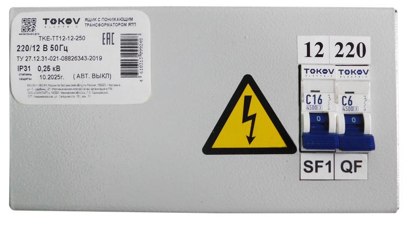 ящик с понижающим трансформатором ятп 0.25 230/12 (2 авт. выкл.) ip31 tokov electric tke-tt12-12-250 от BTSprom.by