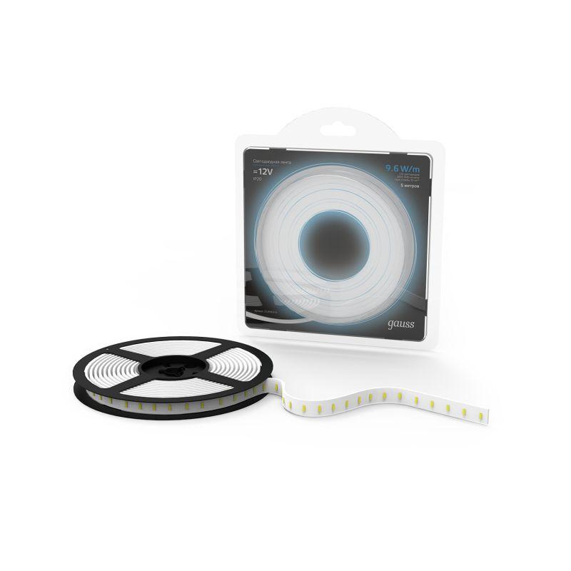  Лента светодиодная Black 2835/120-SMD 9.6Вт/м 6500К холод. бел. IP20 420лм/м 12В (блист.5м) GAUSS 312000310 фото в каталоге от BTSprom.by