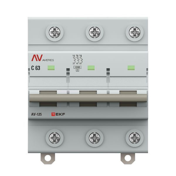  Выключатель автоматический 3п D 63А 10кА AV-125 AVERES EKF mcb125-3-63D-av фото в каталоге от BTSprom.by
