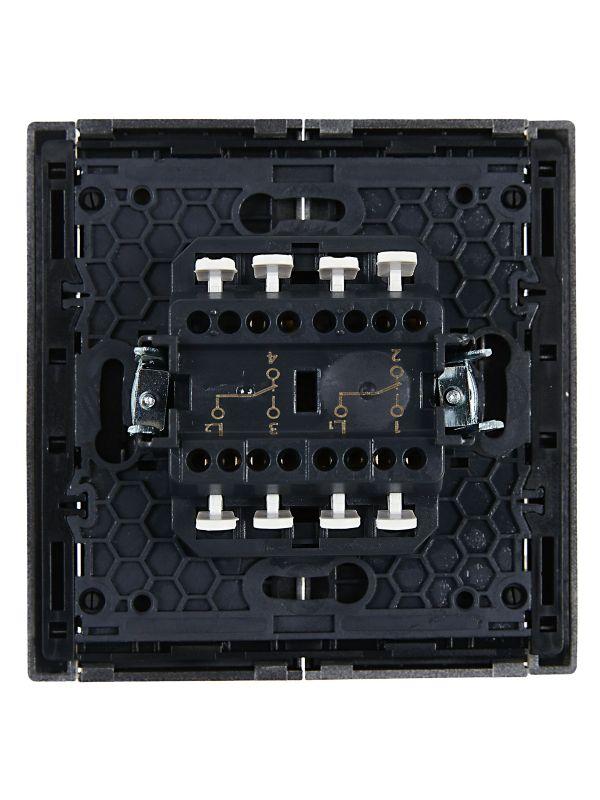  Выключатель проходной 2-кл. СП FORTE&PIANO 10А FP507 сталь IEK FP-V22-0-10-1-K46 фото в каталоге от BTSprom.by